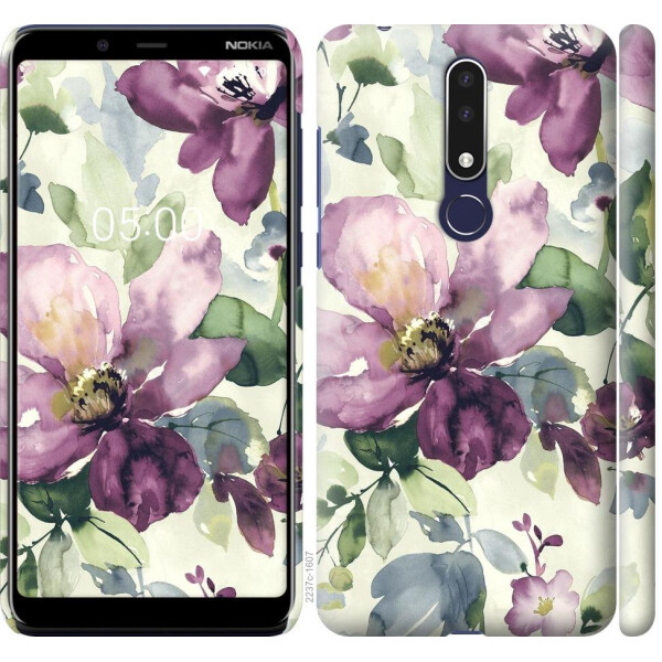 

Чехол на Nokia 3.1 Plus Цветы акварелью (04798)