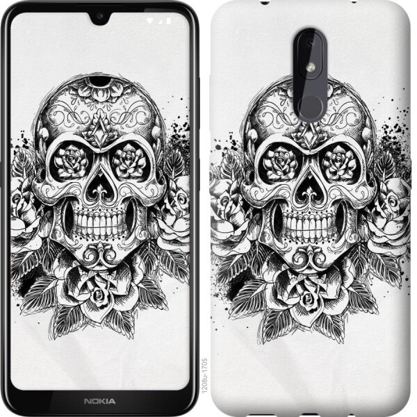 

Чехол на Nokia 3.2 Череп и розы (04798)