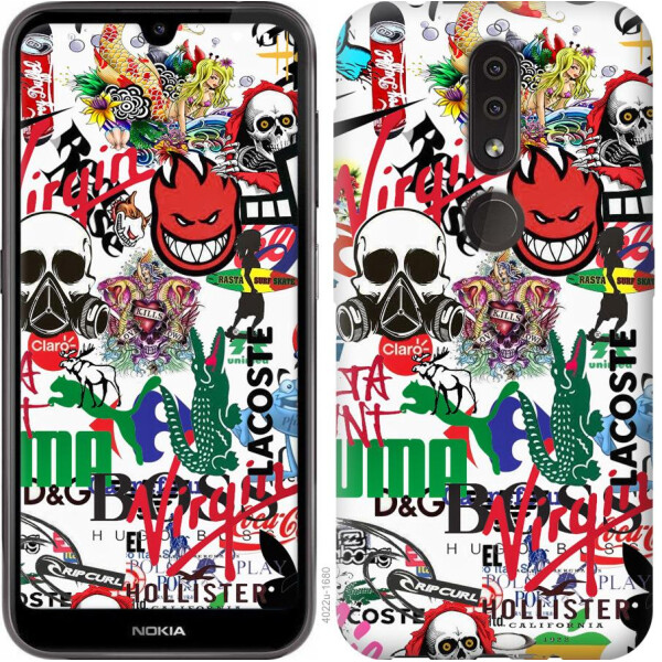 

Чехол на Nokia 4.2 Many different logos (04798)