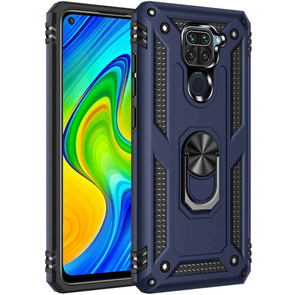 

Ударопрочный чехол Serge Ring магнитный держатель для Xiaomi Redmi Note 9 / Redmi 10X Темно-синий (is_00000036689_4)