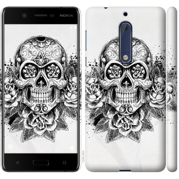 

Чехол на Nokia 5 Череп и розы (04798)