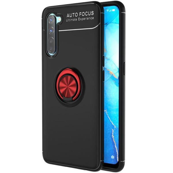

TPU чехол Deen ColorRing под магнитный держатель (opp) для Oppo Reno 3 / Oppo A91 Черный / Красный (is_00000037941_4)