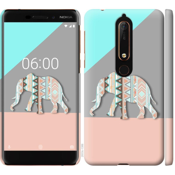 

Чехол на Nokia 6 2018 Узорчатый слон (04798)
