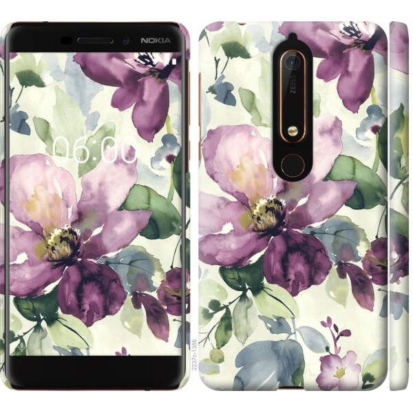 

Чехол на Nokia 6 2018 Цветы акварелью (04798)