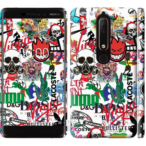 

Чехол на Nokia 6.1 Many different logos (04798)