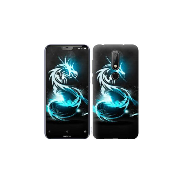 

Чехол на Nokia 6.1 Plus Бело-голубой огненный дракон (04798)
