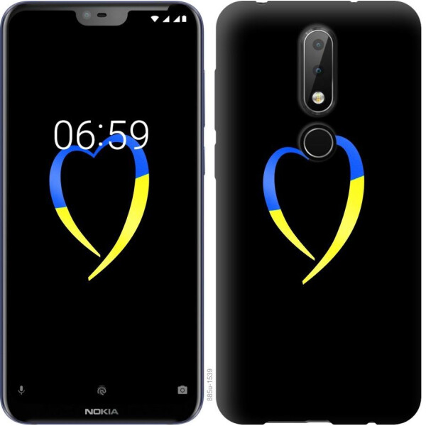 

Чехол на Nokia 6.1 Plus Жёлто-голубое сердце (04798)