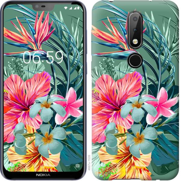 

Чехол на Nokia 6.1 Plus Тропические цветы v1 (04798)
