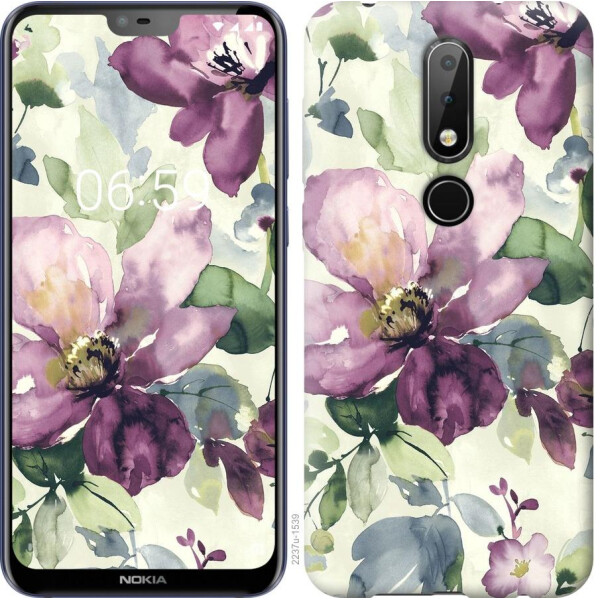

Чехол на Nokia 6.1 Plus Цветы акварелью (04798)