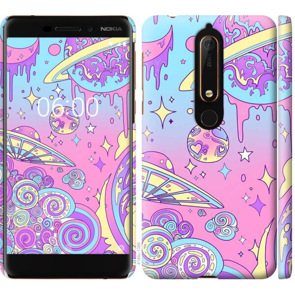 

Чехол на Nokia 6.1 Розовая галактика (04798)