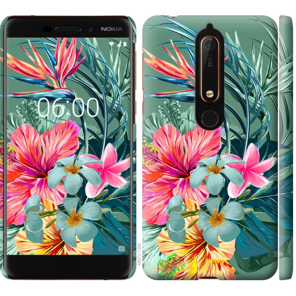 

Чехол на Nokia 6.1 Тропические цветы v1 (04798)