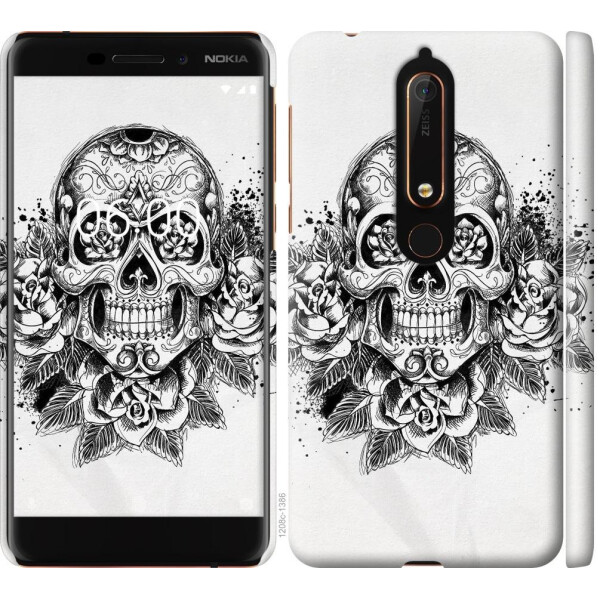 

Чехол на Nokia 6.1 Череп и розы (04798)