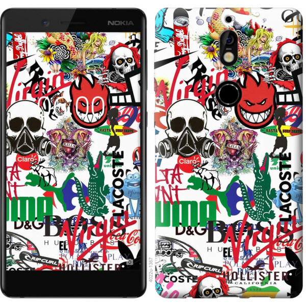 

Чехол на Nokia 7 Many different logos (04798)