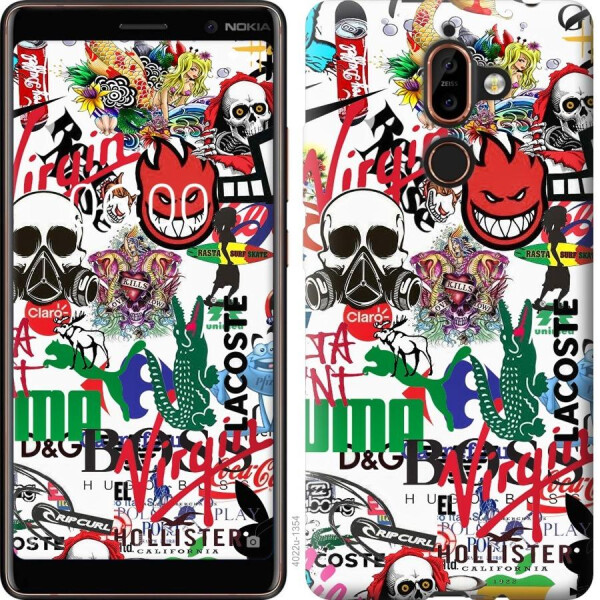 

Чехол на Nokia 7 Plus Many different logos (04798)