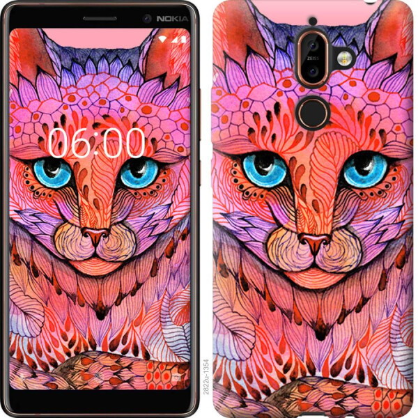 

Чехол на Nokia 7 Plus Узорчатая кошка (04798)