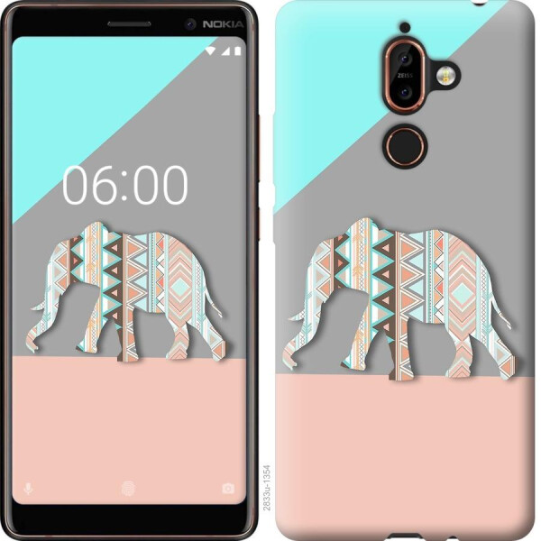 

Чехол на Nokia 7 Plus Узорчатый слон (04798)