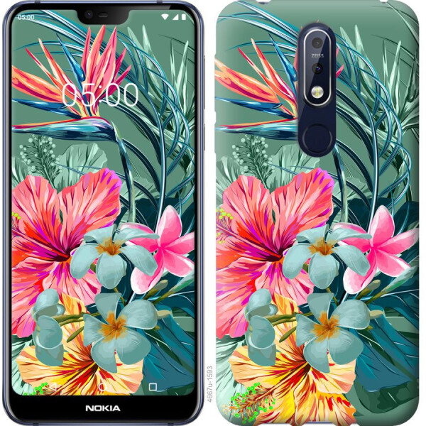 

Чехол на Nokia 7.1 Тропические цветы v1 (04798)