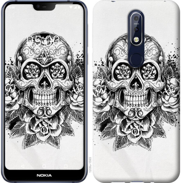 

Чехол на Nokia 7.1 Череп и розы (04798)