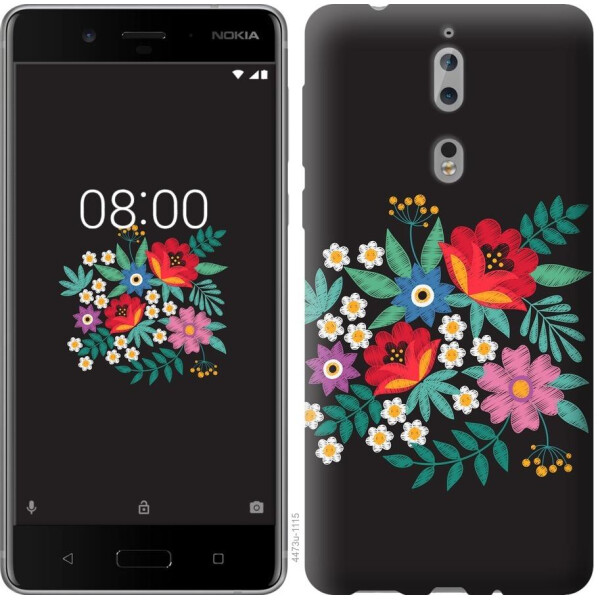 

Чехол на Nokia 8 Вышитые цветы (04798)