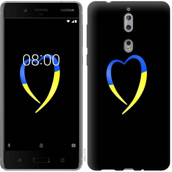 

Чехол на Nokia 8 Жёлто-голубое сердце (04798)