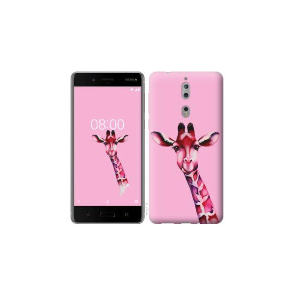 

Чехол на Nokia 8 Розовая жирафа (04798)