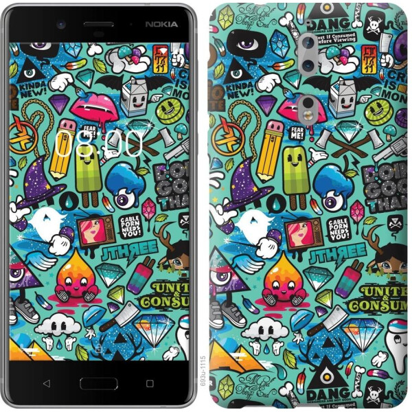 

Чехол на Nokia 8 Стикер бомбинг 1 (04798)