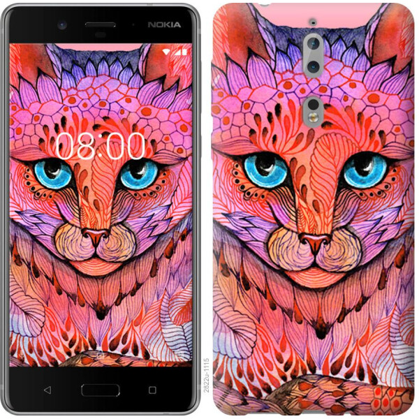 

Чехол на Nokia 8 Узорчатая кошка (04798)