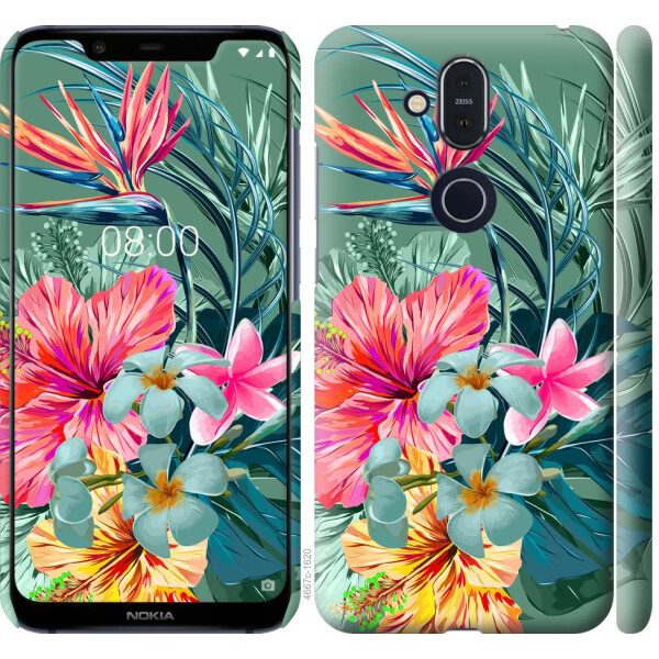 

Чехол на Nokia 8.1 Тропические цветы v1 (04798)
