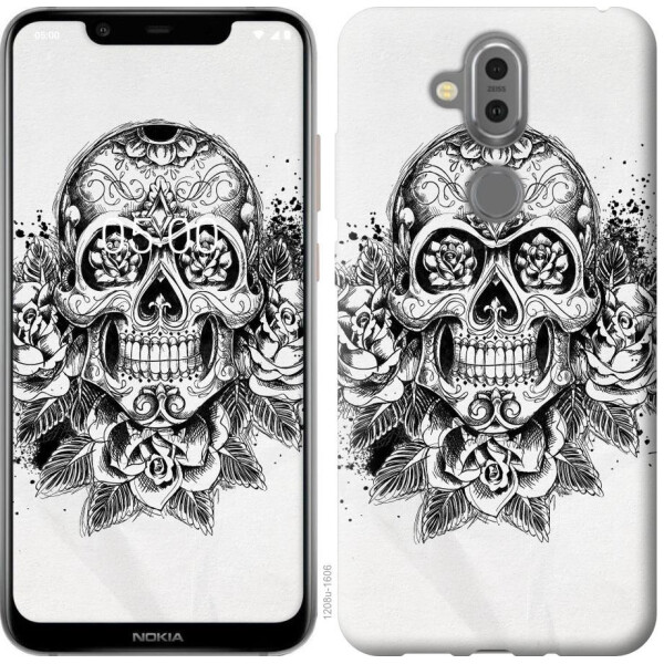 

Чехол на Nokia 8.1 Череп и розы (04798)