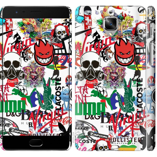 

Чехол на OnePlus 3 Many different logos (04798)