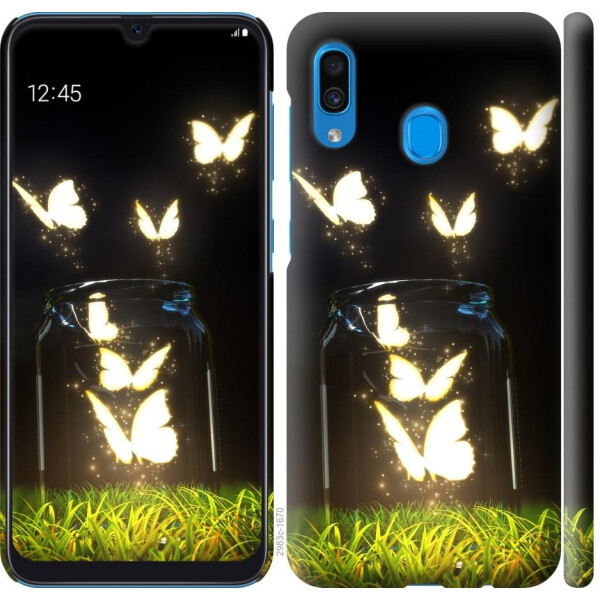 

Чехол на Samsung Galaxy A20 2019 A205F Светящиеся бабочки (04798)