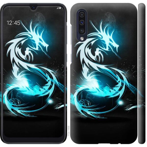 

Чехол на Samsung Galaxy A30s A307F Бело-голубой огненный дракон (04798)