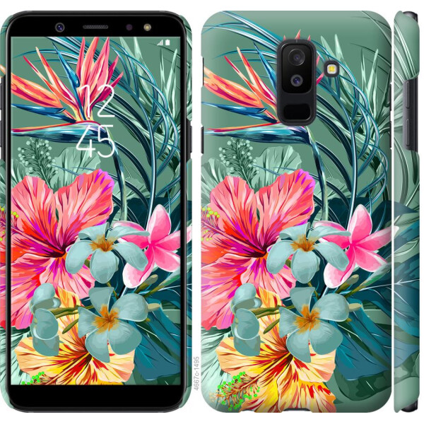 

Чехол на Samsung Galaxy A6 Plus 2018 Тропические цветы v1 (04798)