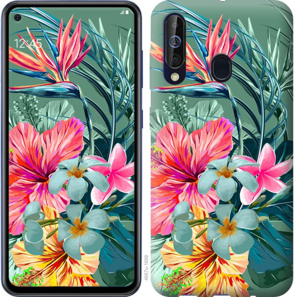 

Чехол на Samsung Galaxy A60 2019 A606F Тропические цветы v1 (04798)