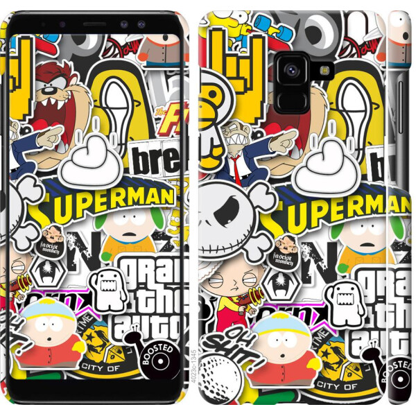 

Чехол на Samsung Galaxy A8 Plus 2018 A730F Popular logos (04798)