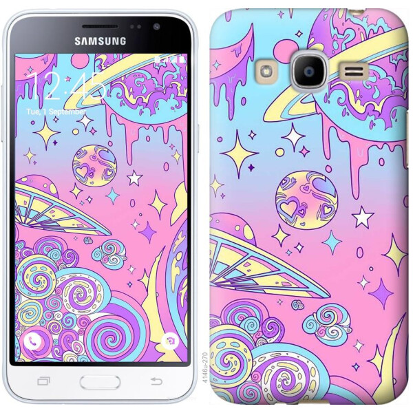 Чехол на Samsung Galaxy J2 (2016) J210 Розовая галактика (04798)