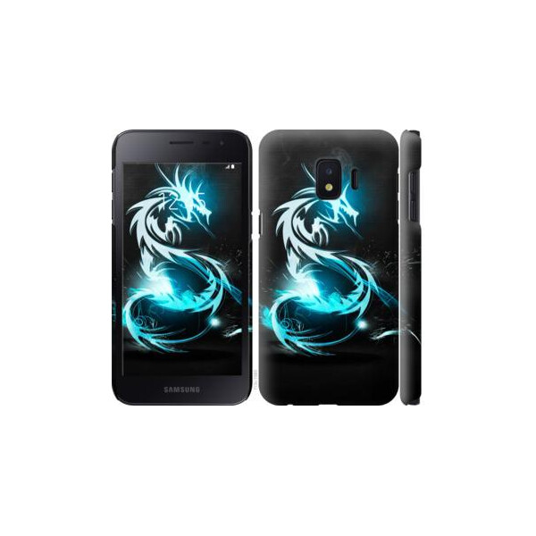 

Чехол на Samsung Galaxy J2 Core Бело-голубой огненный дракон (04798)