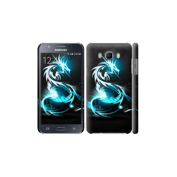 

Чехол на Samsung Galaxy J7 (2016) J710F Бело-голубой огненный дракон (04798)
