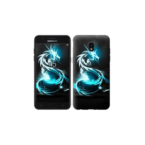 

Чехол на Samsung Galaxy J7 2018 Бело-голубой огненный дракон (04798)