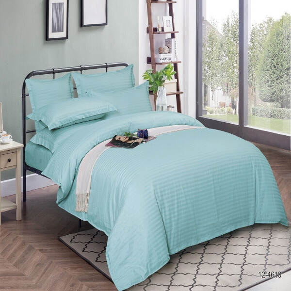 

Комплект постельного белья Уютная Жизнь Сатин страйп Двуспальный 180х220 (K-SN-S-K-12-4610-ST) Аквамарин