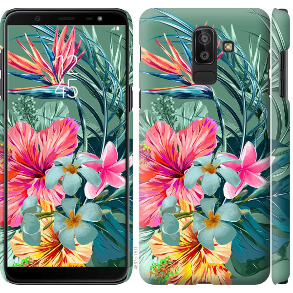 

Чехол на Samsung Galaxy J8 2018 Тропические цветы v1 (04798)