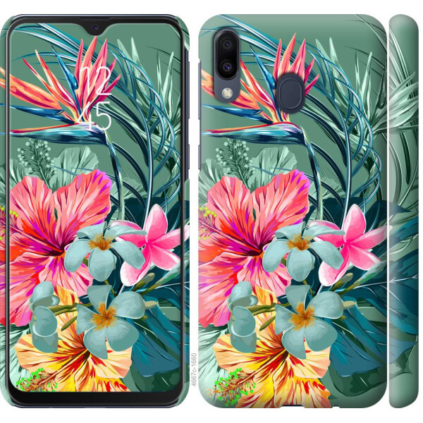 

Чехол на Samsung Galaxy M20 Тропические цветы v1 (04798)