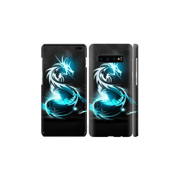 

Чехол на Samsung Galaxy S10 Plus Бело-голубой огненный дракон (04798)