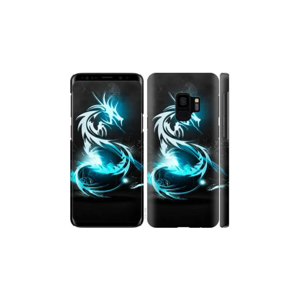 

Чехол на Samsung Galaxy S9 Бело-голубой огненный дракон (04798)