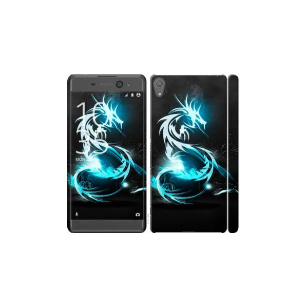 

Чехол на Sony Xperia XA F3112 Бело-голубой огненный дракон (04798)