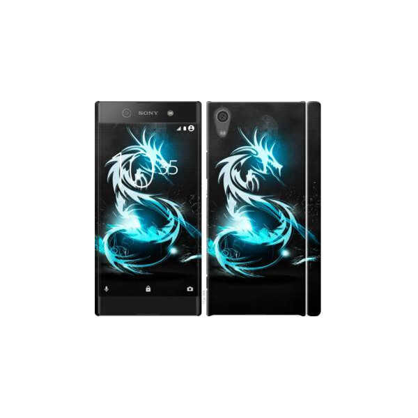 

Чехол на Sony Xperia XA1 G3112 Бело-голубой огненный дракон (04798)