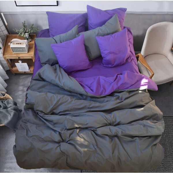 

Комплект постельного белья Уютная Жизнь Бязь Голд Полуторный 150x215 Серый с фиолетовым