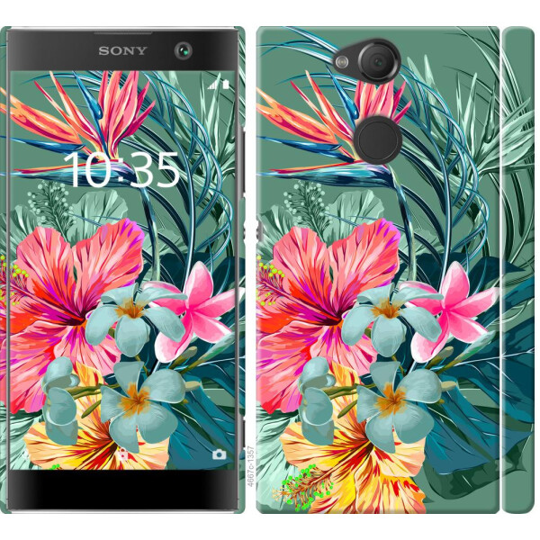 

Чехол на Sony Xperia XA2 H4113 Тропические цветы v1 (04798)