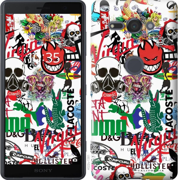 

Чехол на Sony Xperia XZ2 Compact H8324 Many different logos (04798)