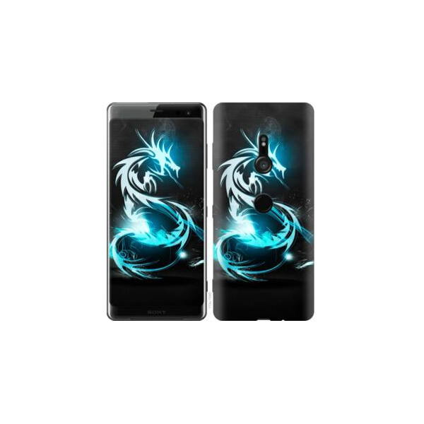 

Чехол на Sony Xperia XZ3 H9436 Бело-голубой огненный дракон (04798)